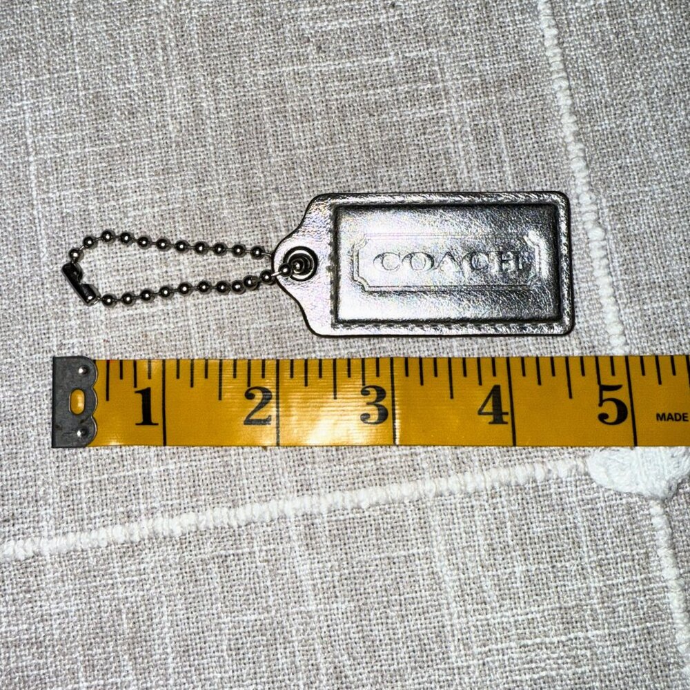 Coach Medium Replacement Purse Hang Tag - Metallic Silver Leather